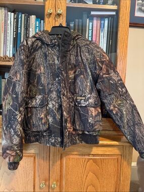 Remington Boys' Mossy Oak Reversible Camo Hooded Puffer Jacket - Brown & Green